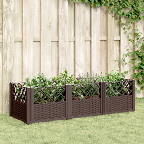 Vidaxl plantenbak met pinnen 123,5x43,5x43,5 cm polypropeen bruin
