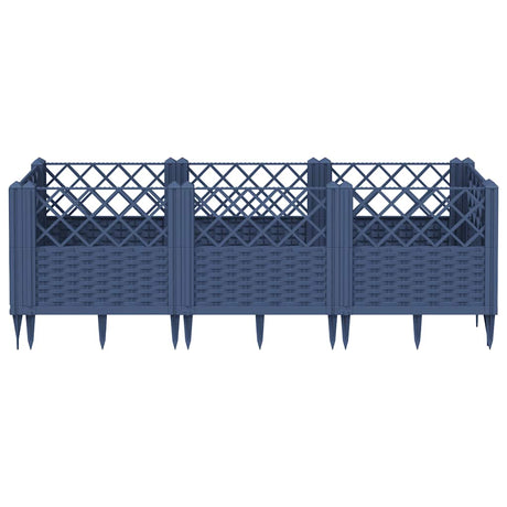 Vidaxl plantenbak met pinnen 123,5x43,5x43,5 cm polypropeen blauwgrijs