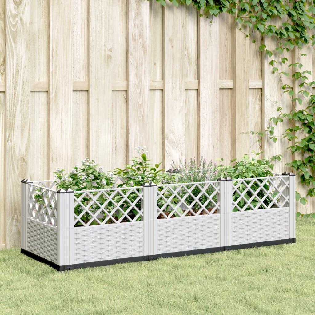 Vidaxl Planter med pinner 123,5x43,5x43,5 cm polypropenhvit