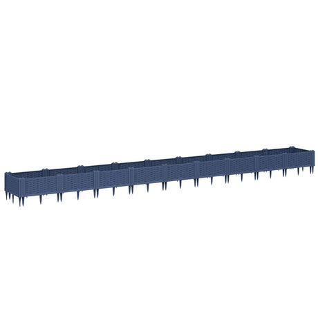 Vidaxl plantenbak met pinnen 362,5x42,5x28,5 cm polypropeen blauwgrijs