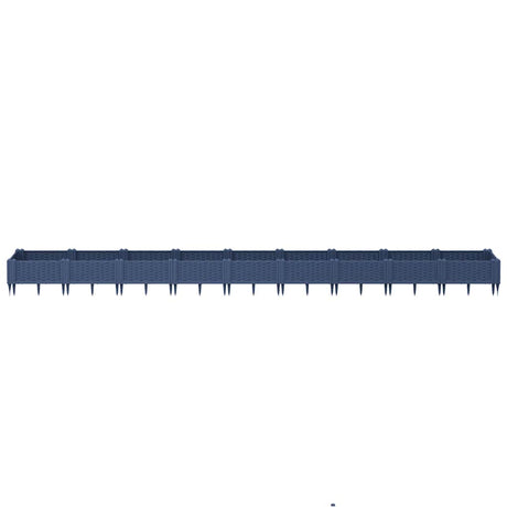 Vidaxl plantenbak met pinnen 362,5x42,5x28,5 cm polypropeen blauwgrijs