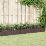 VidaXL Planter with pins 363.5x43.5x43.5 cm Polypropene brown