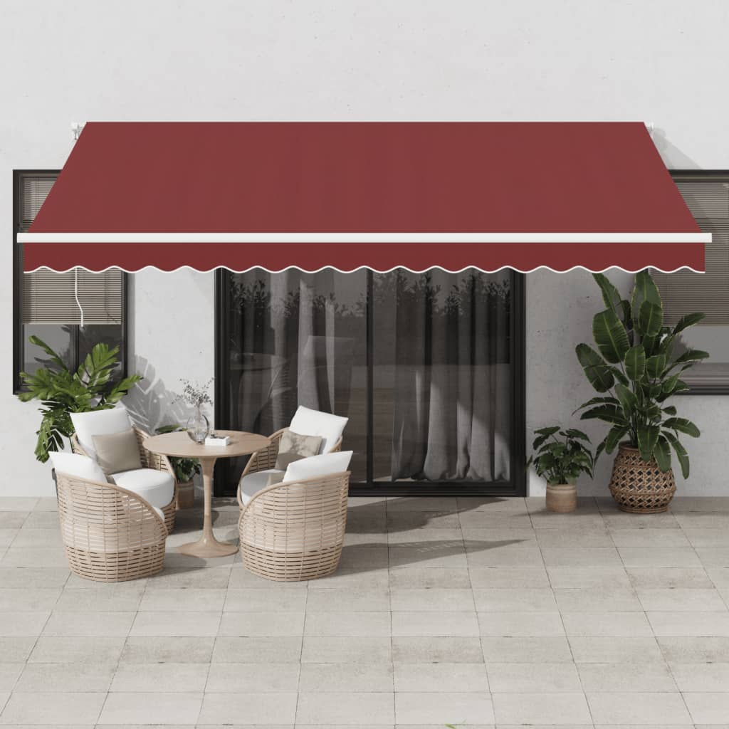 Vidaxl luifel automatycznie rozszerzalny z diodą LED 450x300 cm Bordeaux Red