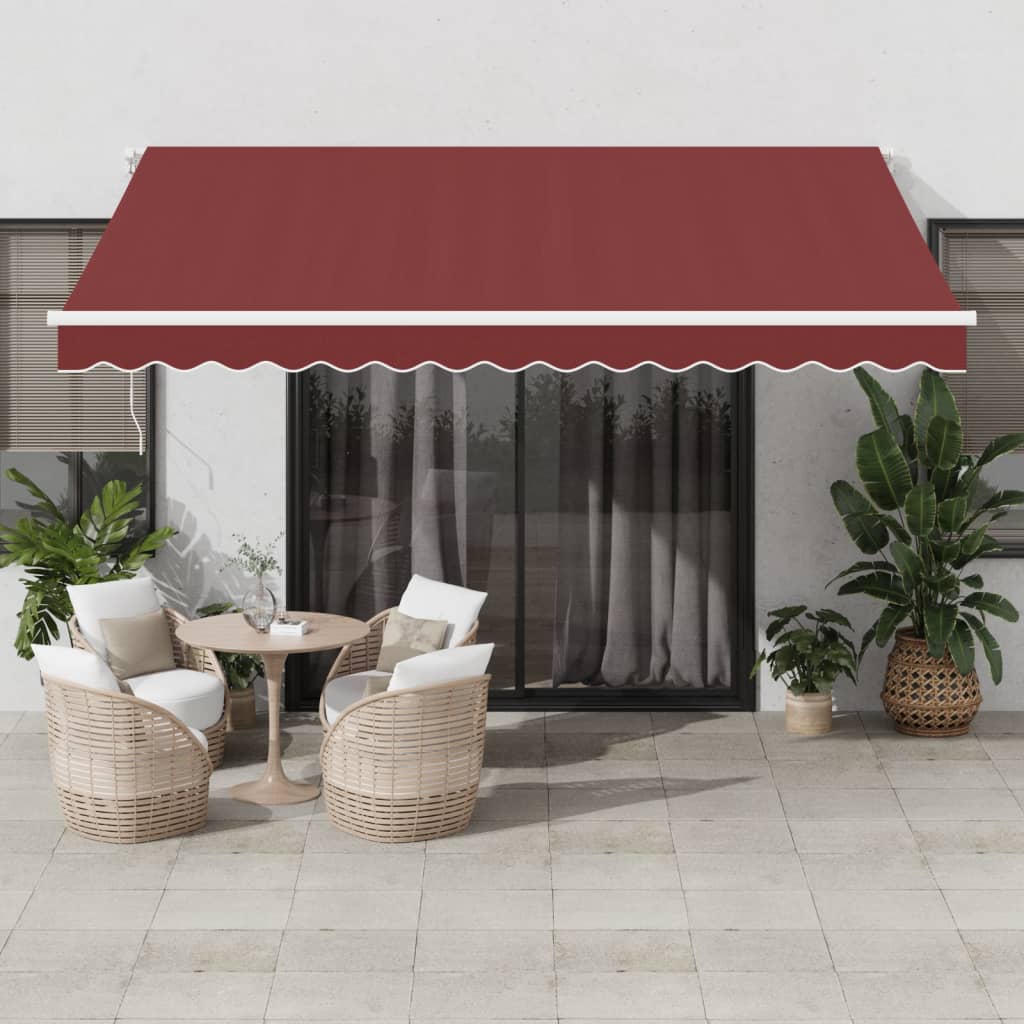 Vidaxl Luifel estendibile manualmente con LED 400x350 cm Bordeaux rosso