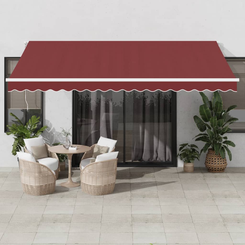 Vidaxl luifel automatycznie rozszerzalny z diodą LED 450x350 cm Bordeaux Red