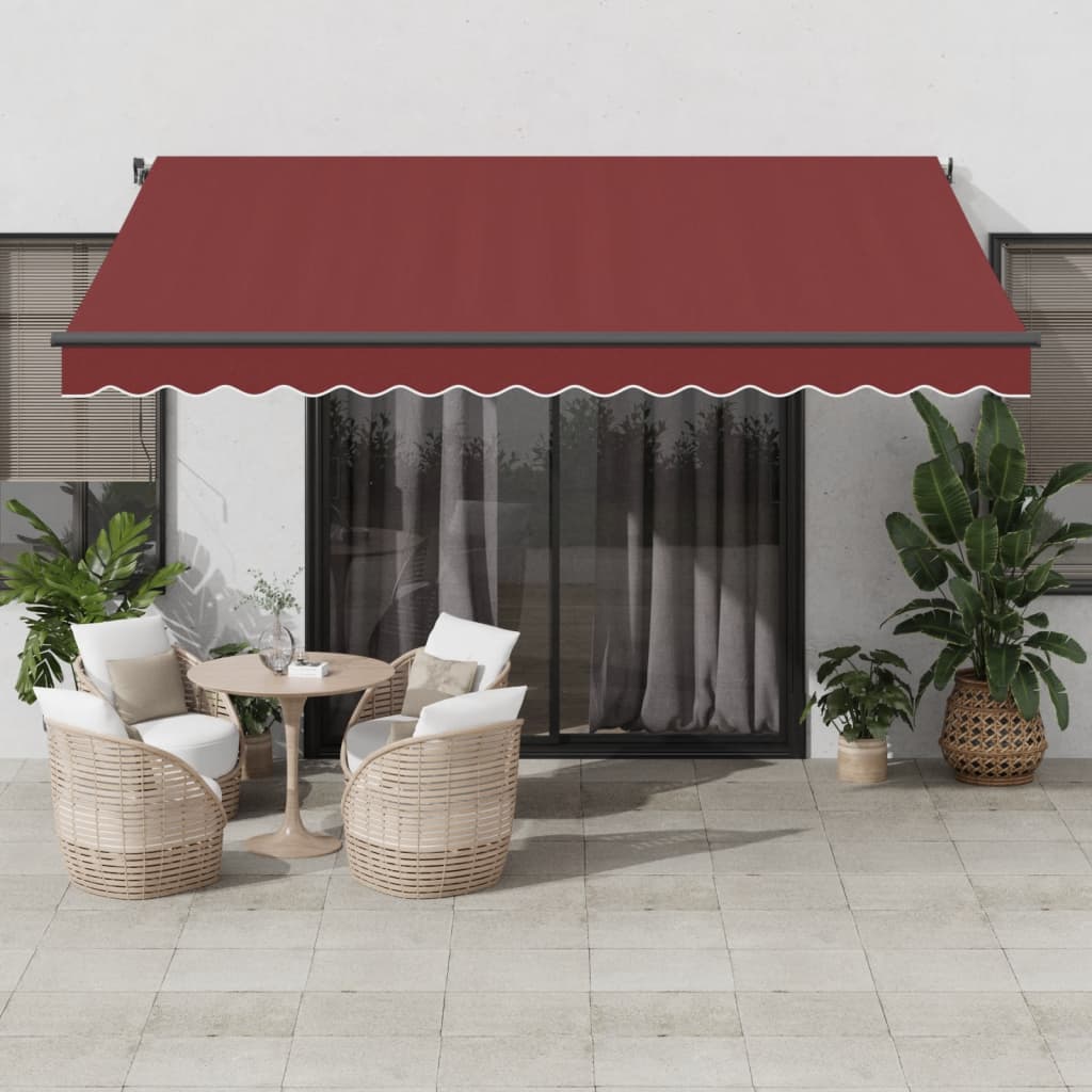 Vidaxl luifel erstreckt sich manuell 400x350 cm Bordeaux rot