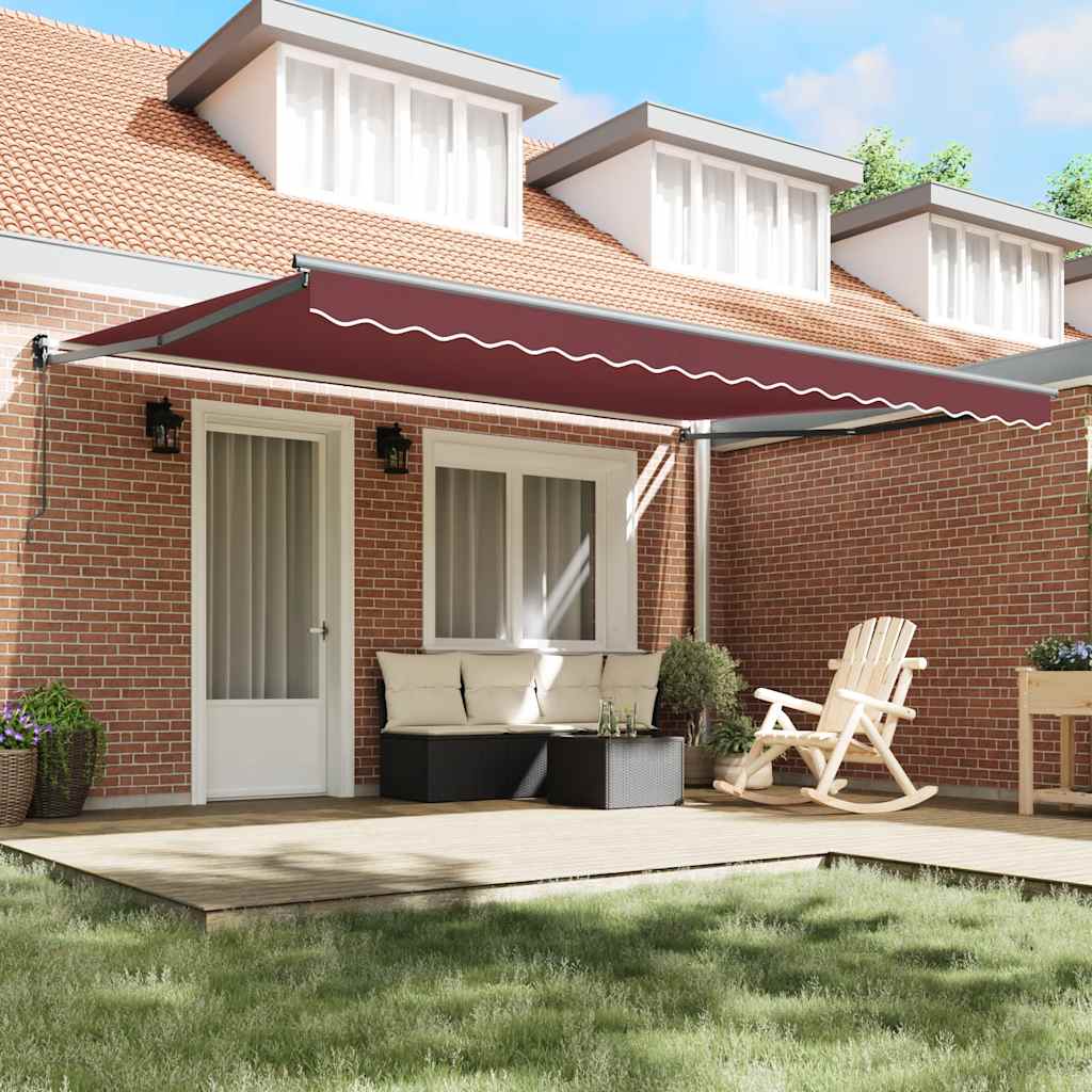 Vidaxl luifel handmatig uittrekbaar 450x300 cm bordeauxrood
