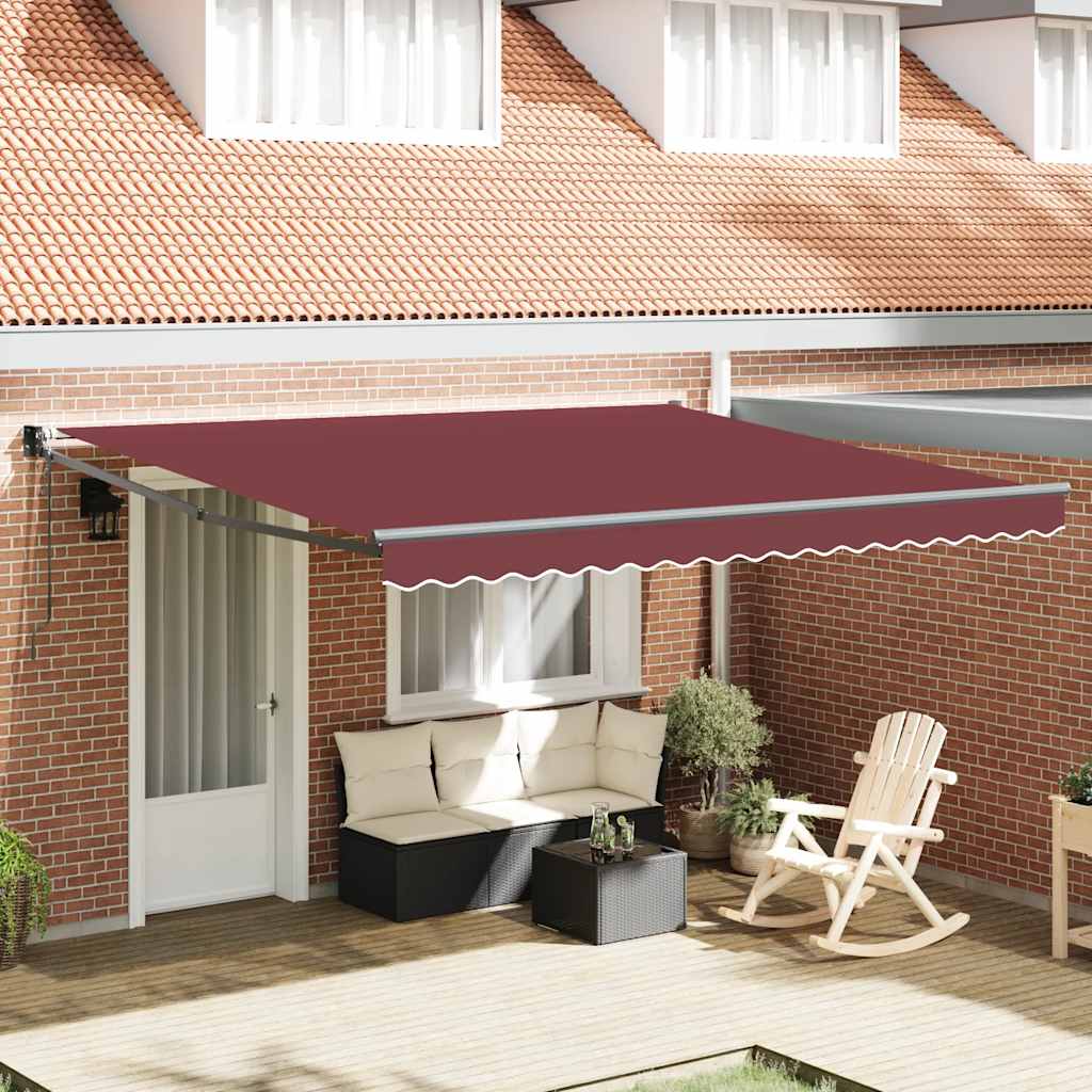 Vidaxl luifel automatisch uittrekbaar 400x300 cm bordeauxrood