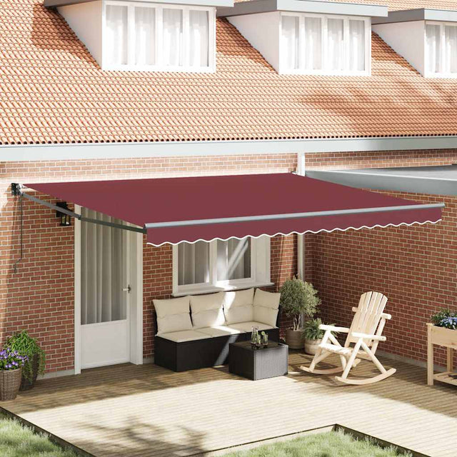 Vidaxl luifel automatisch uittrekbaar 450x300 cm bordeauxrood