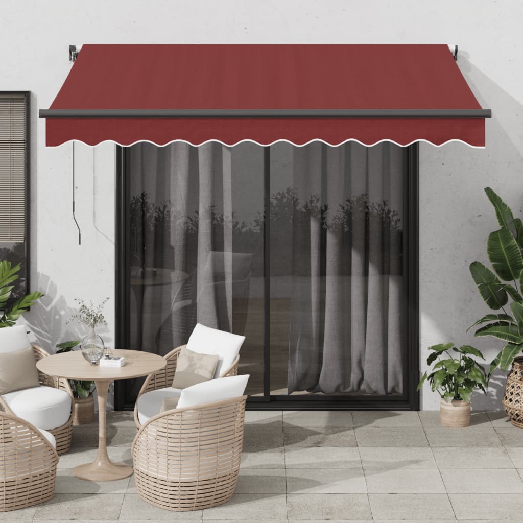 Vidaxl Luifel manually extendable with LEDs 300x250 cm Bordeaux red