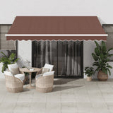 Vidaxl Luifel manually extendable with LED 400x300 cm brown