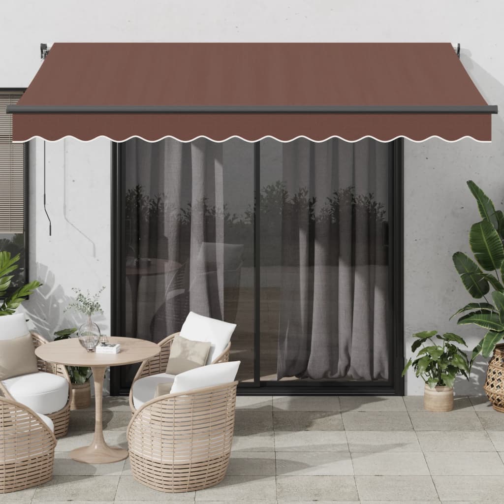 Vidaxl Luifel manually extendable with LED 350x250 cm brown