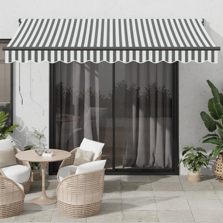 Vidaxl luifel uittrekbaar 3,5x2,5 m stof en aluminium antraciet en wit