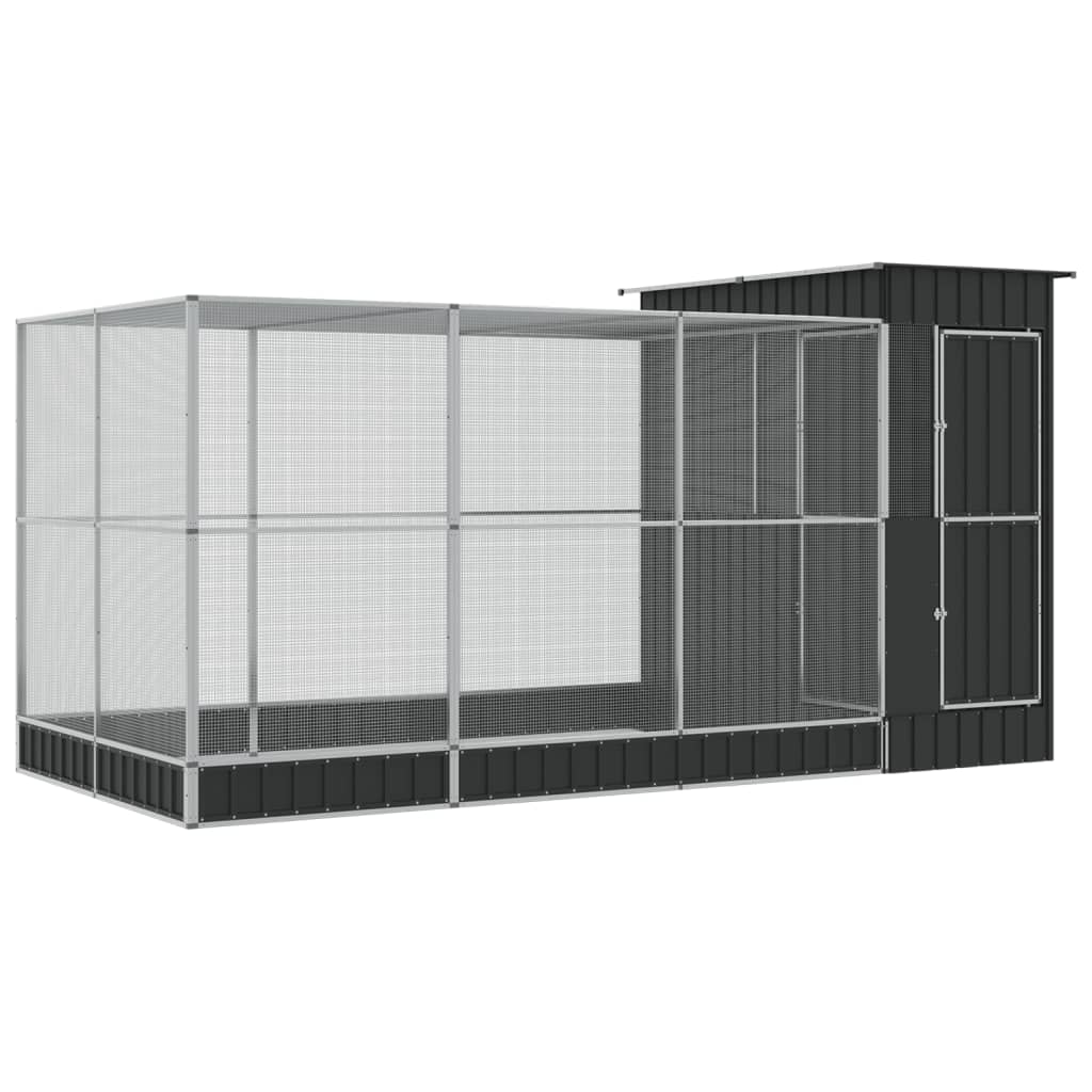 Vidaxl aviary with extension 416x203x216 cm steel silver colored