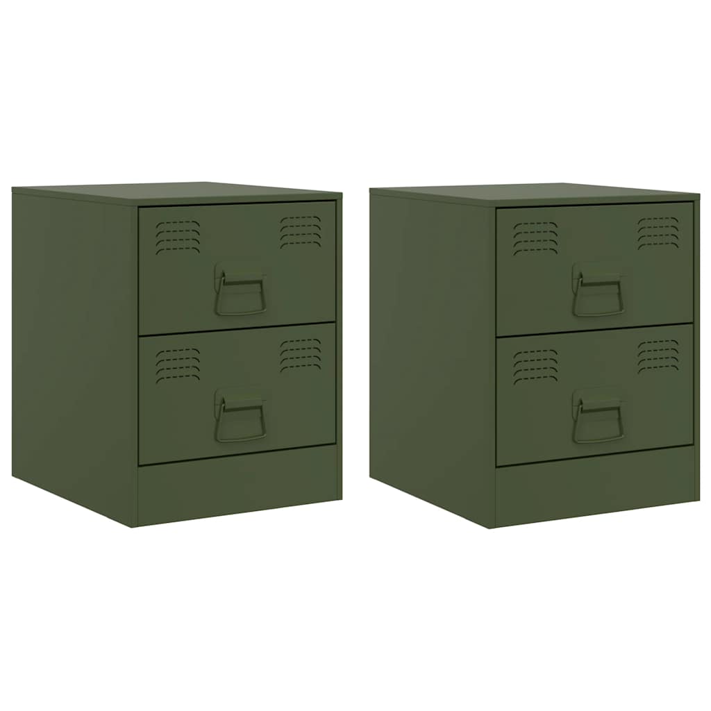 Vidaxl nachtkastjes 2 st 34,5x39x44 cm staal groen