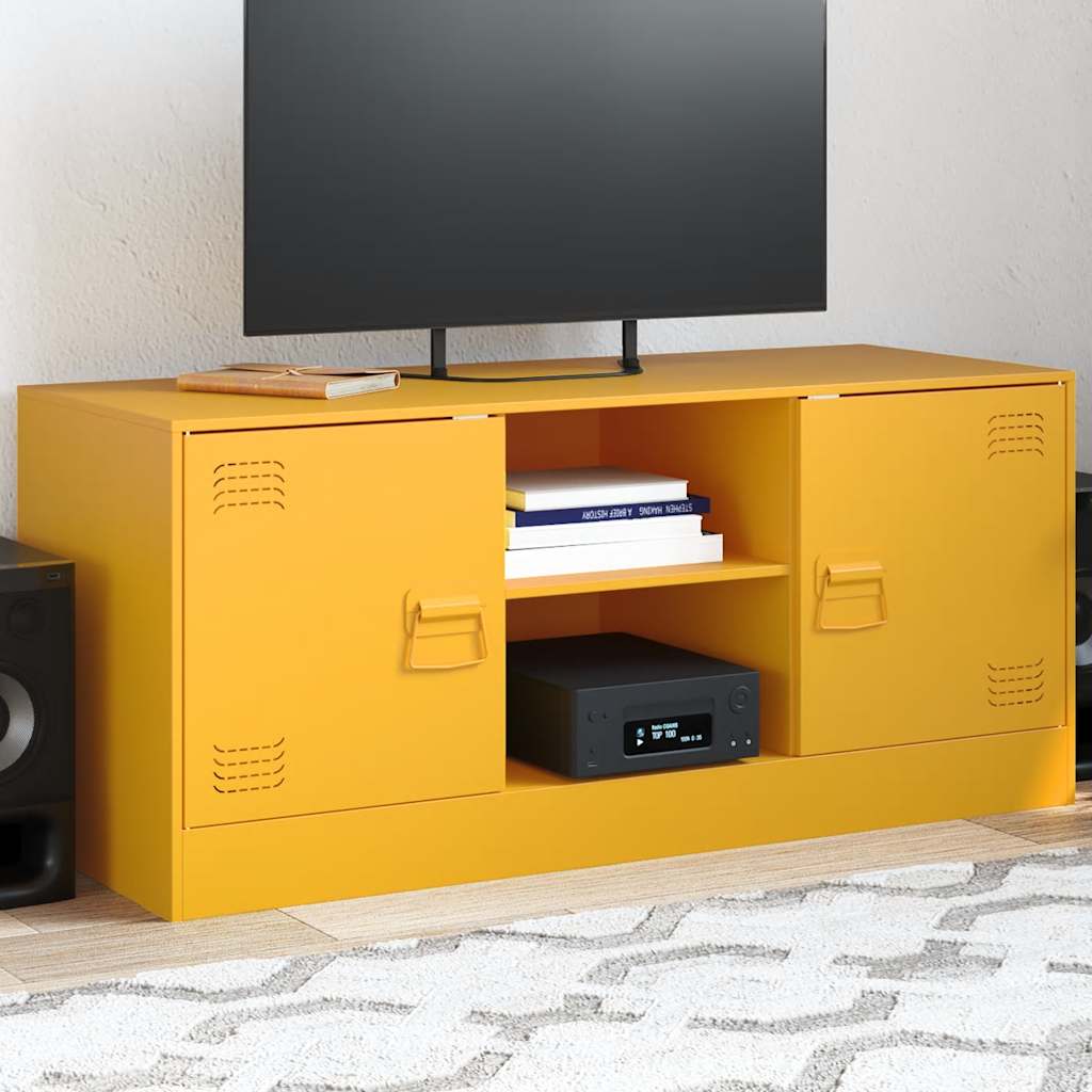 Vidaxl tv-meubel 99x39x44 cm staal mosterdgeel