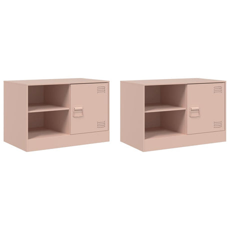 Vidaxl tv-meubelen 2 st 67x39x44 cm staal roze