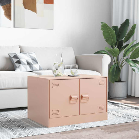 Vidaxl salontafel 67x50x44 cm staal roze