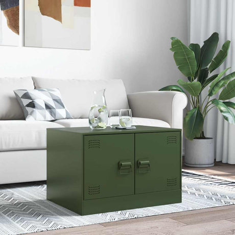 Vidaxl salontafel 67x50x44 cm staal olijfgroen