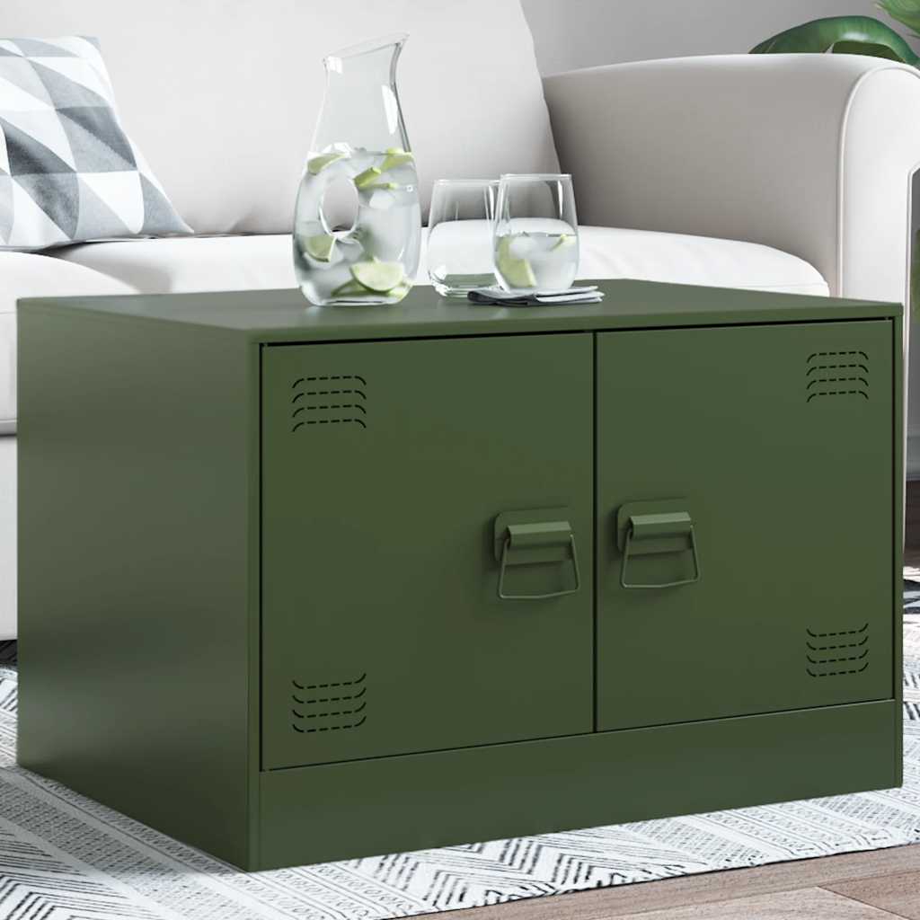 Vidaxl salontafel 67x50x44 cm staal olijfgroen