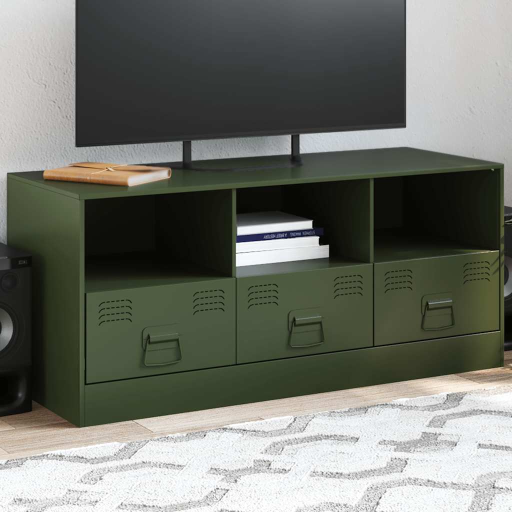 Vidaxl tv-meubel 99x39x44 cm staal olijfgroen