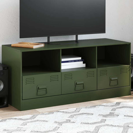 Vidaxl tv-meubel 99x39x44 cm staal olijfgroen