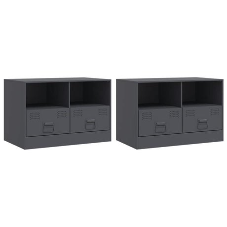 Vidaxl tv-meubelen 2 st 67x39x44 cm staal antracietkleurig