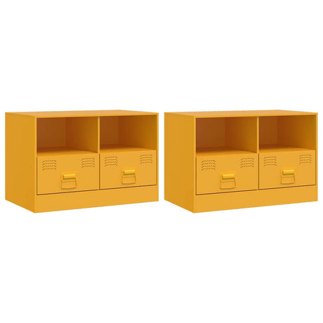 Vidaxl tv-meubelen 2 st 67x39x44 cm staal mosterdgeel