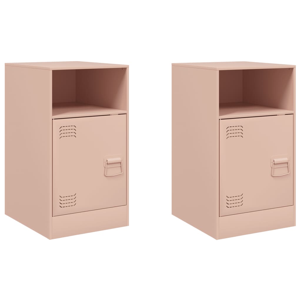 Vidaxl nachtkastjes 2 st 34,5x39x62 cm staal roze