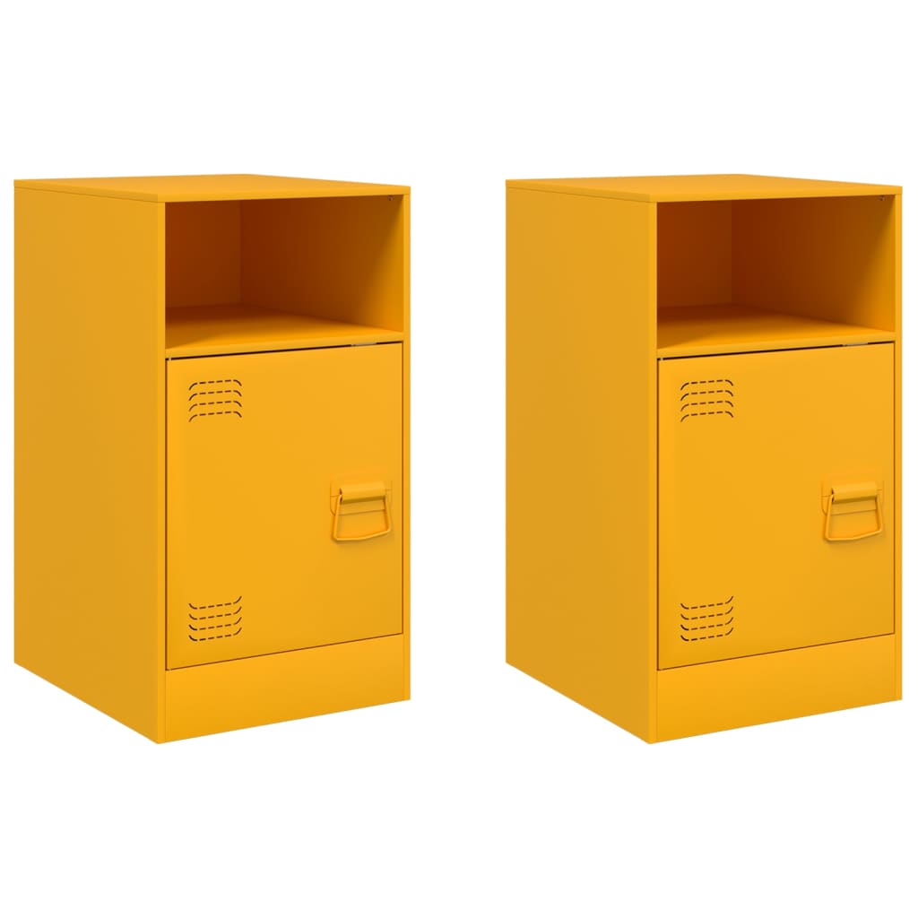 Vidaxl nachtkastjes 2 st 34,5x39x62 cm staal mosterdgeel