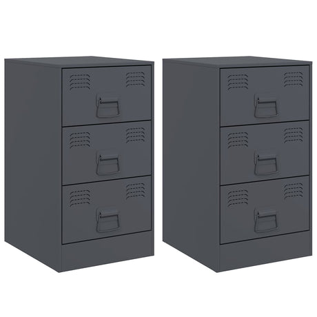 Vidaxl nachtkastjes 2 st 34,5x39x62 cm staal antracietkleurig