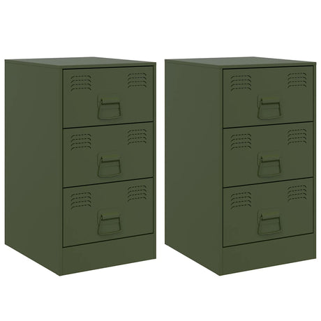 Vidaxl nachtkastjes 2 st 34,5x39x62 cm staal olijfgroen