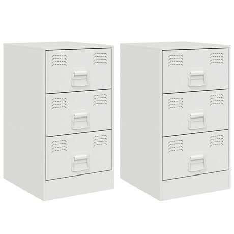 Vidaxl nachtkastjes 2 st 34,5x39x62 cm staal wit