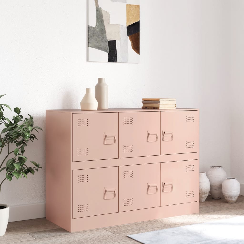Vidaxl dressoir 99x39x73 cm staal roze