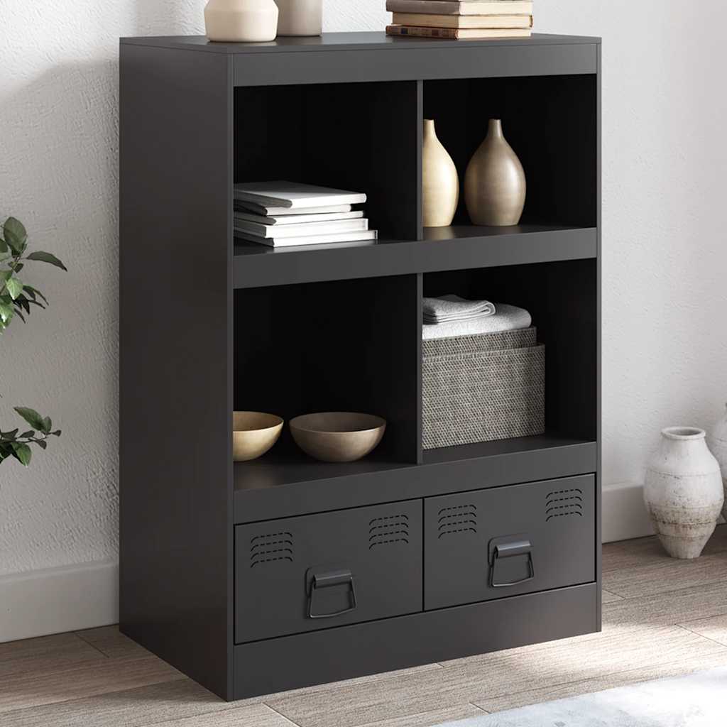 Vidaxl hoge kast 67x39x95 cm staal zwart