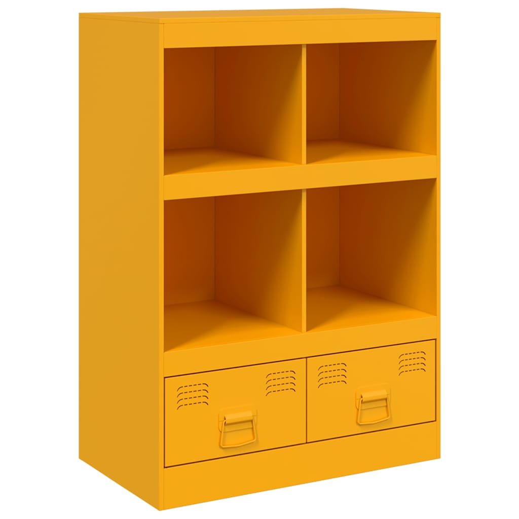 Vidaxl hoge kast 67x39x95 cm staal mosterdgeel