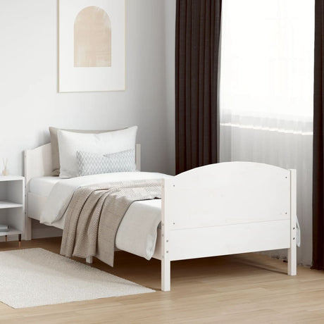 Vidaxl bedframe zonder matras massief grenenhout wit 90x200 cm