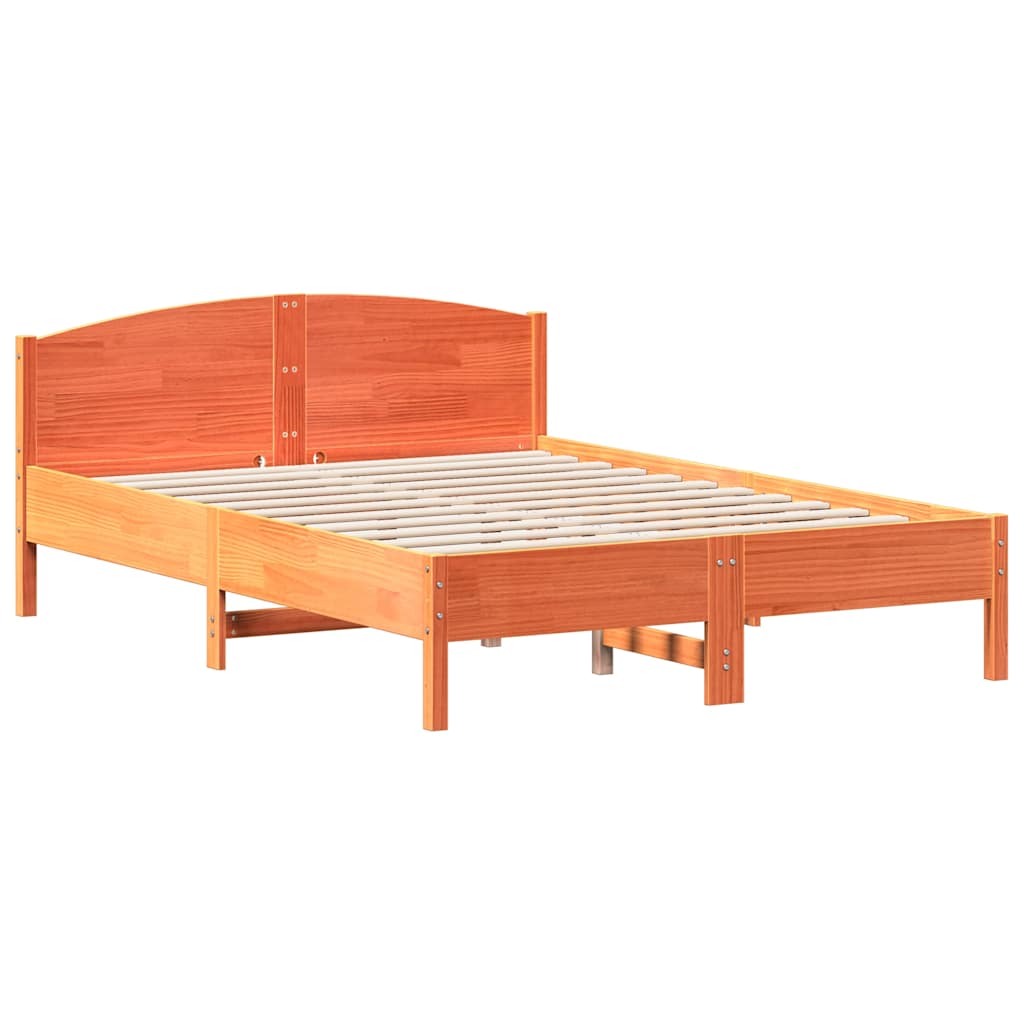 Vidaxl bedframe zonder matras massief grenenhout wasbruin 120x200 cm