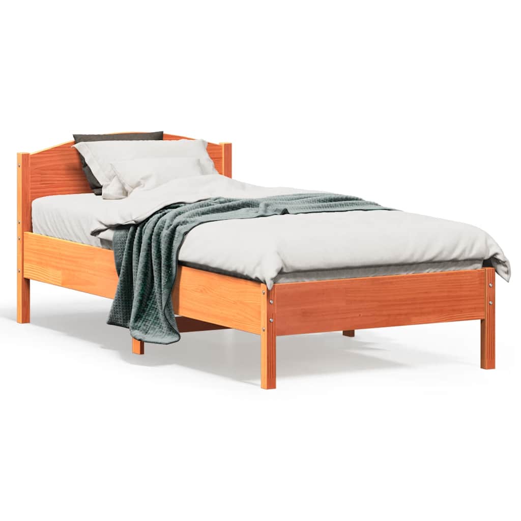 Vidaxl bedframe zonder matras massief grenenhout wasbruin 75x190 cm