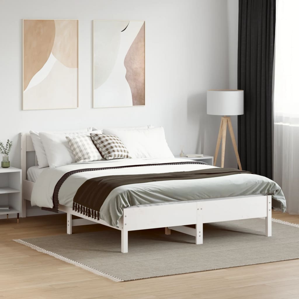 Vidaxl bedframe zonder matras massief grenenhout wit 140x200 cm