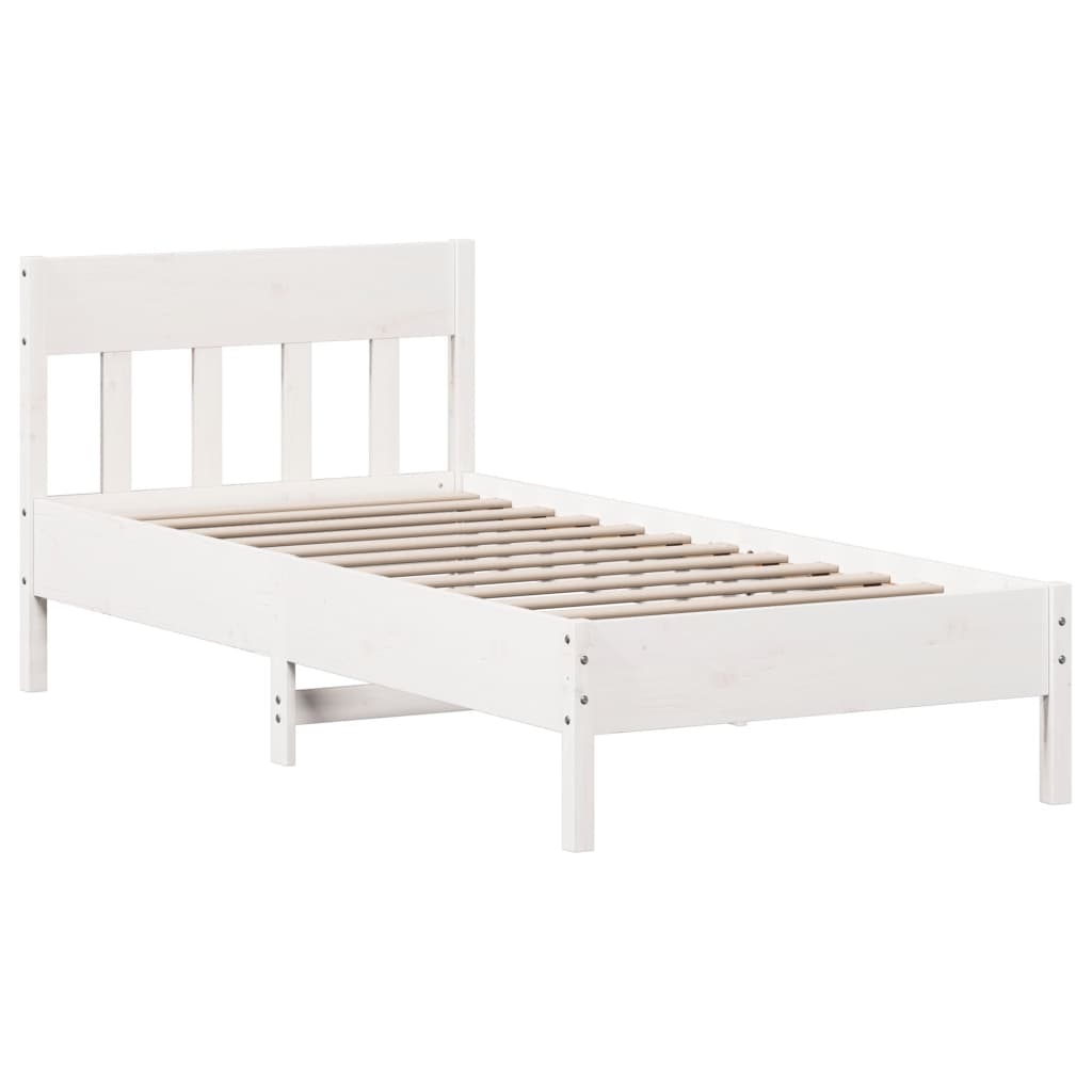 Vidaxl bedframe zonder matras massief grenenhout wit 90x200 cm