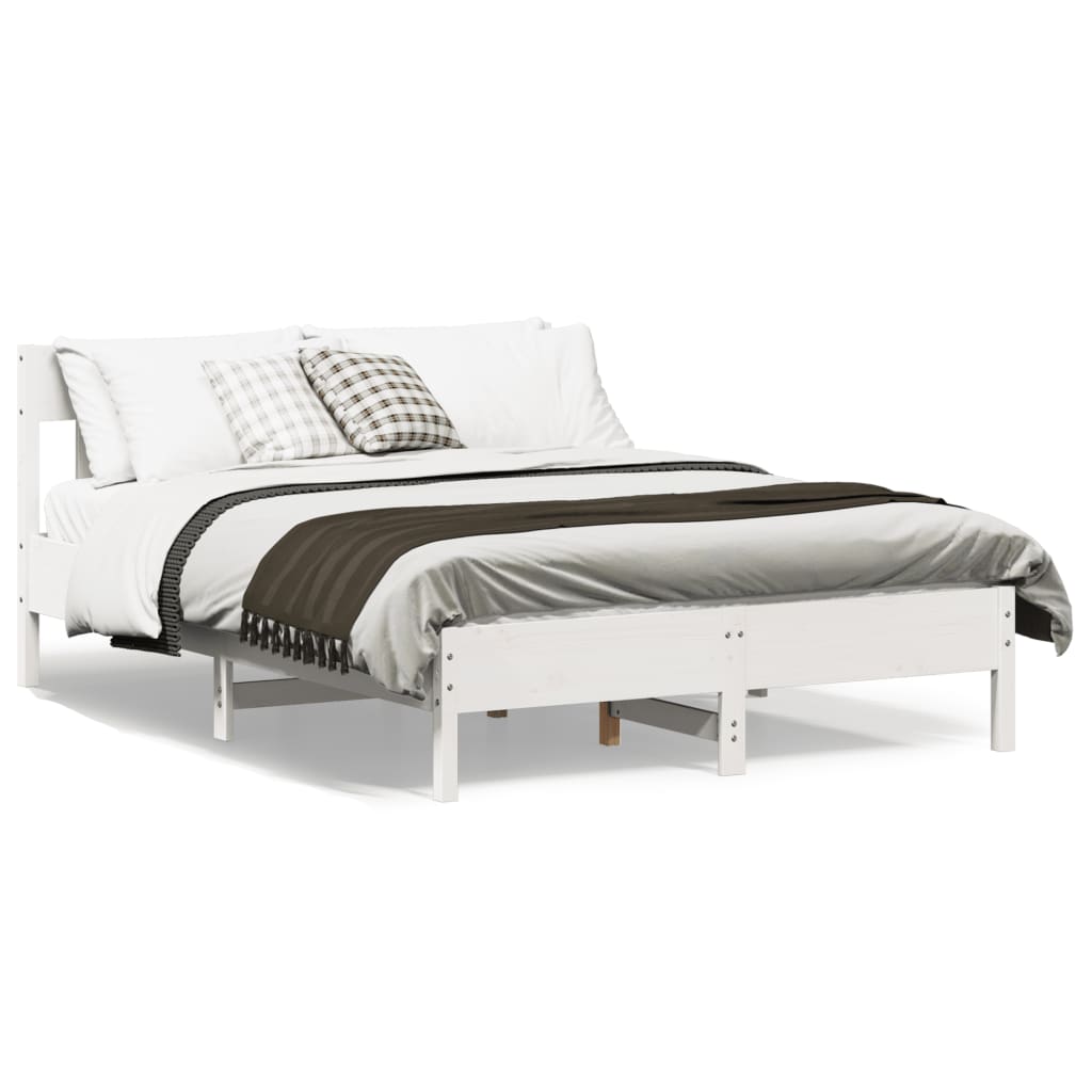 Vidaxl bedframe zonder matras massief grenenhout wit 135x190 cm