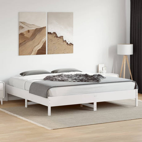 Vidaxl bedframe zonder matras massief grenenhout wit 200x200 cm