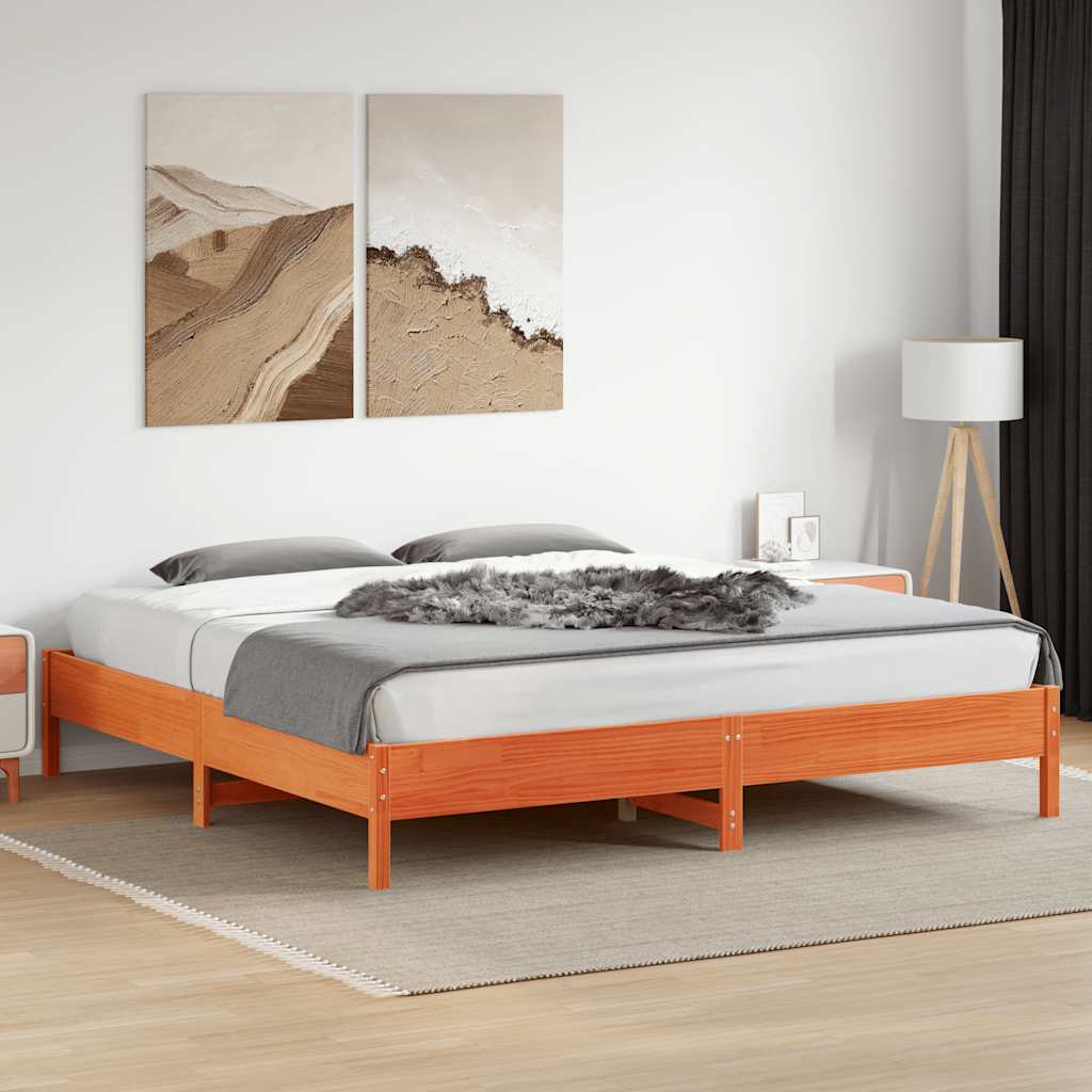 Vidaxl bedframe zonder matras massief grenenhout wasbruin 200x200 cm