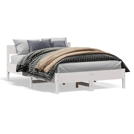 Vidaxl bedframe zonder matras massief grenenhout wit 150x200 cm