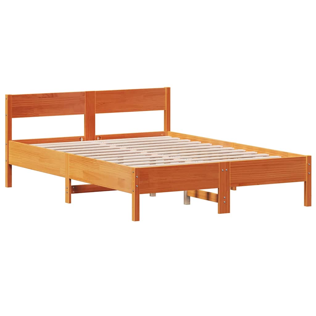 Vidaxl bedframe zonder matras massief grenenhout wasbruin 150x200 cm