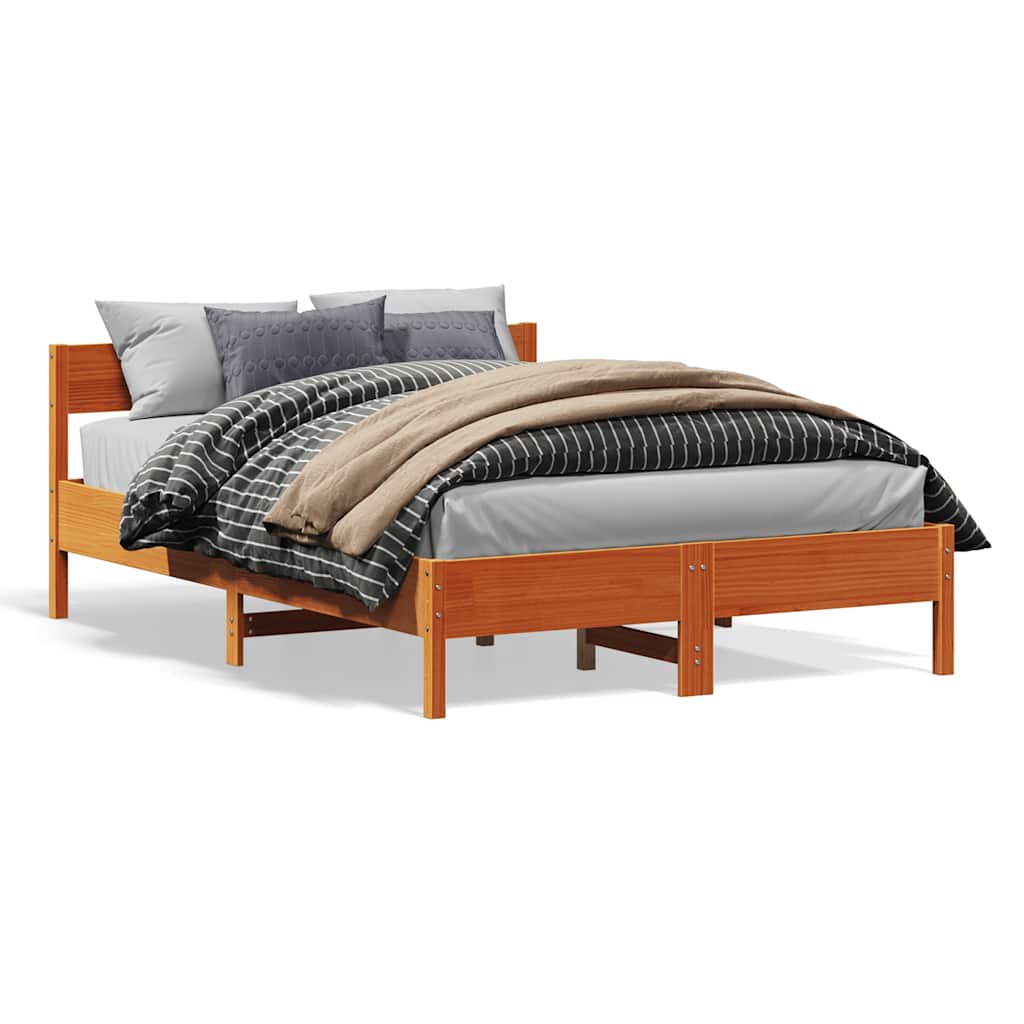 Vidaxl bedframe zonder matras massief grenenhout wasbruin 150x200 cm