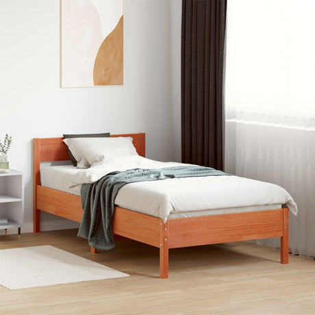 Vidaxl bedframe zonder matras massief grenenhout wasbruin 90x190 cm