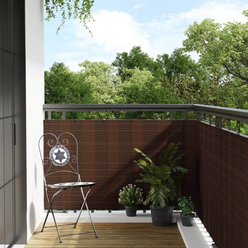 Vidaxl Balkon ekran 600x90 cm poli rattan brązowy i czarny