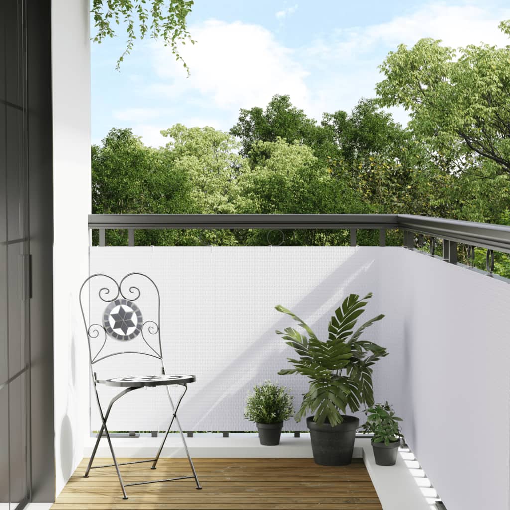 Écran de balcon Vidaxl 300x80 cm Poly Rattan White